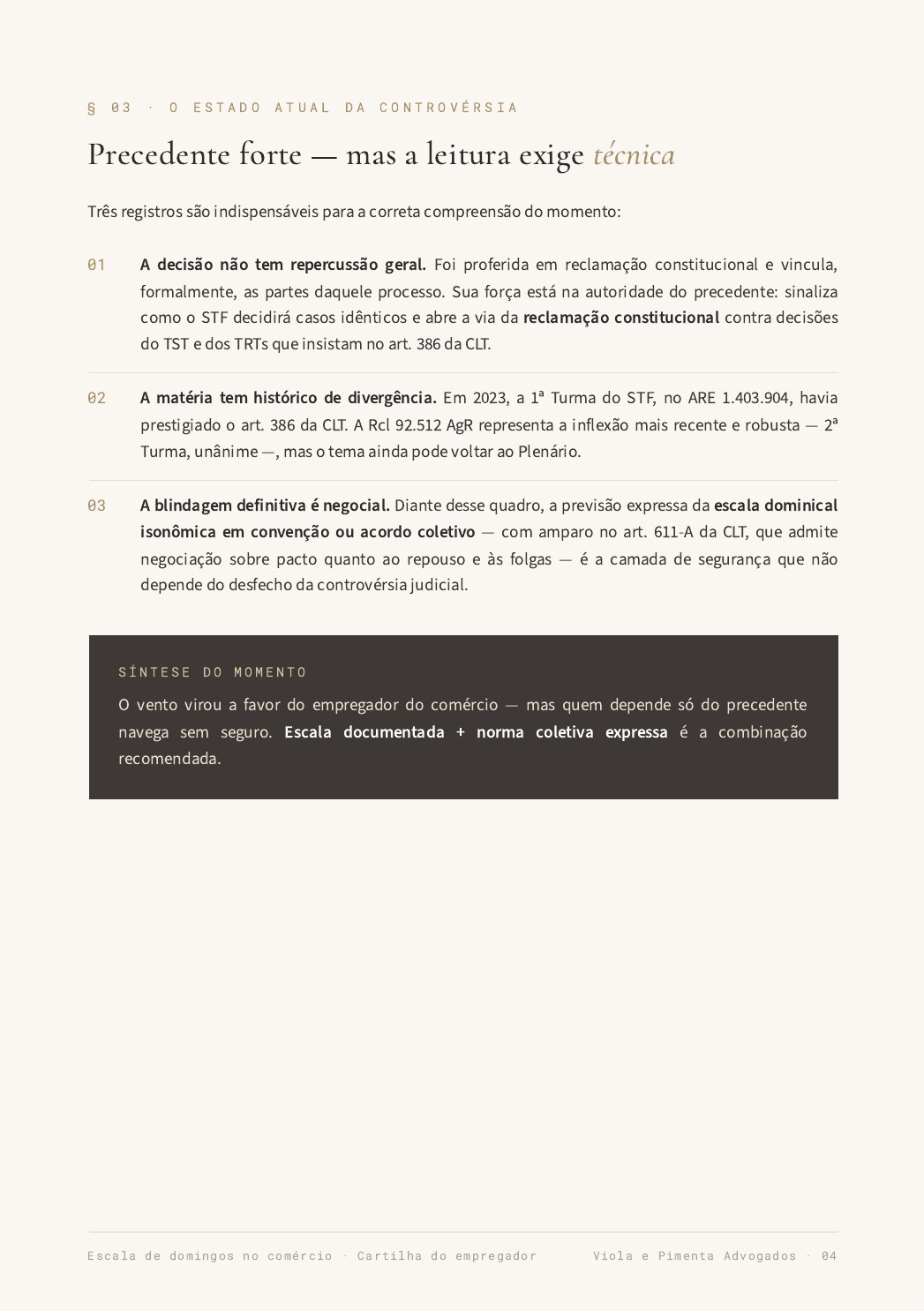 Página 4 da cartilha Escala de domingos no comércio: a decisão do STF