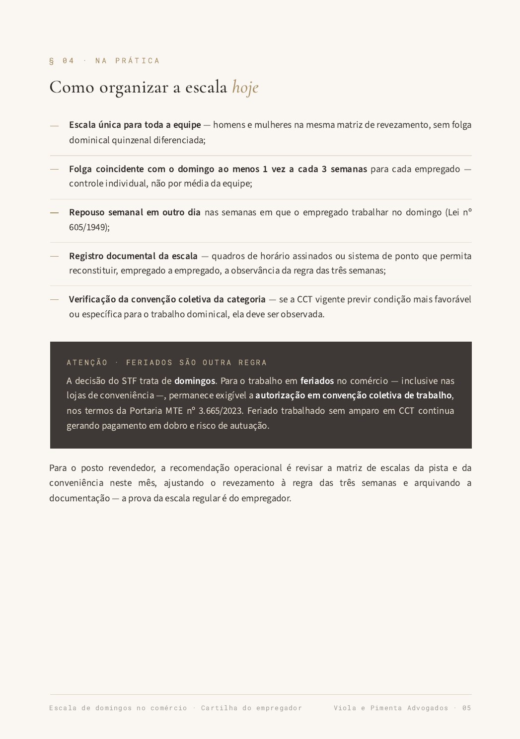 Página 5 da cartilha Escala de domingos no comércio: a decisão do STF