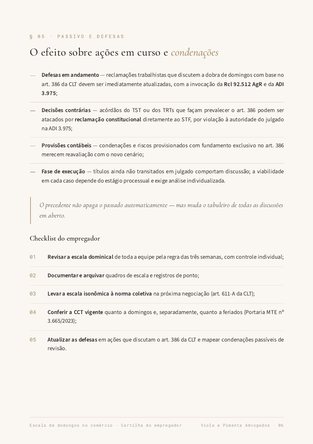 Página 6 da cartilha Escala de domingos no comércio: a decisão do STF