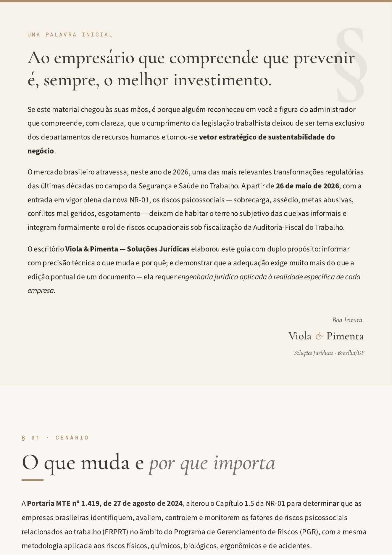 Página 2 da cartilha NR-01: saúde e segurança no trabalho