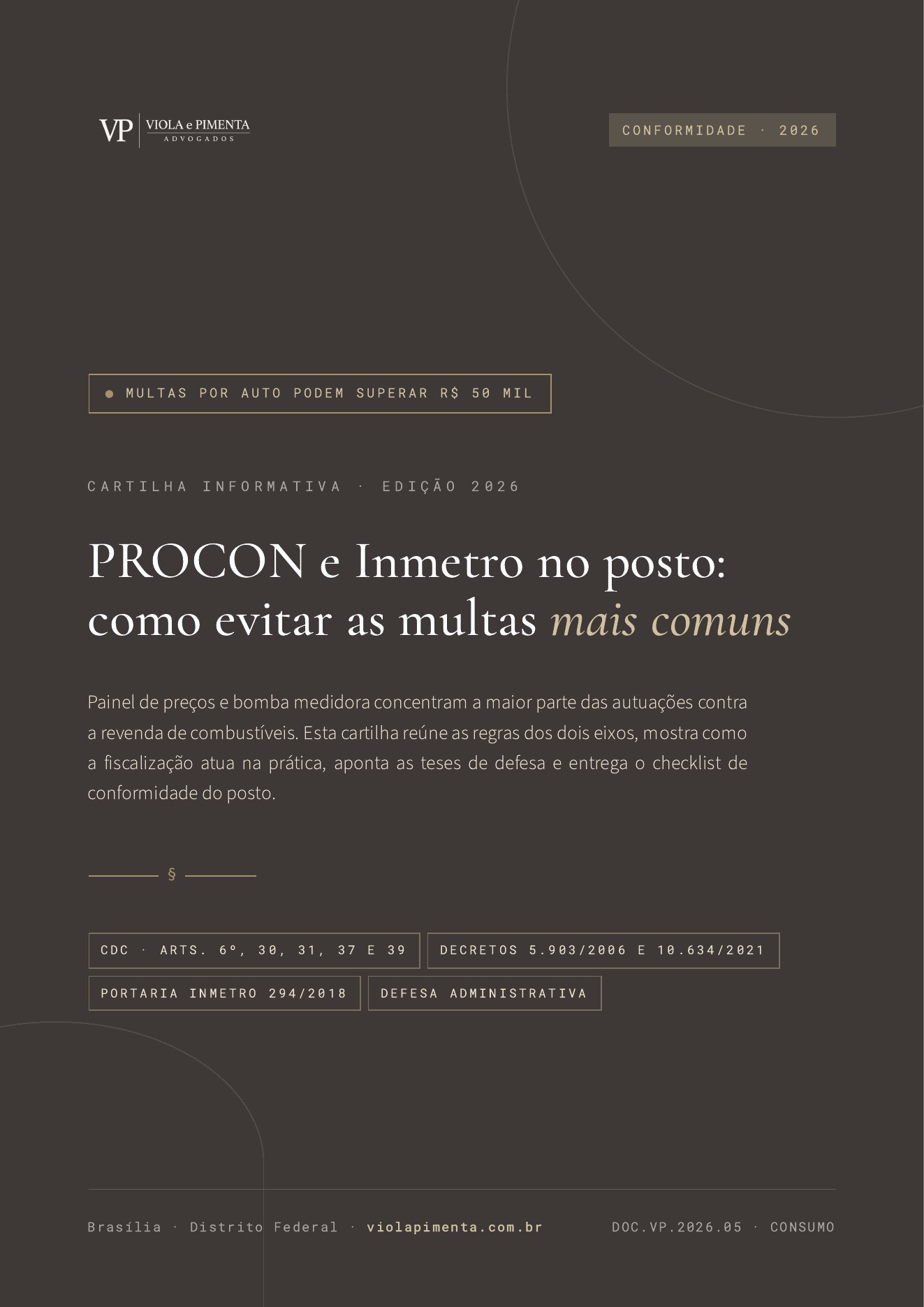 Capa da cartilha PROCON e Inmetro no posto: como evitar as multas mais comuns