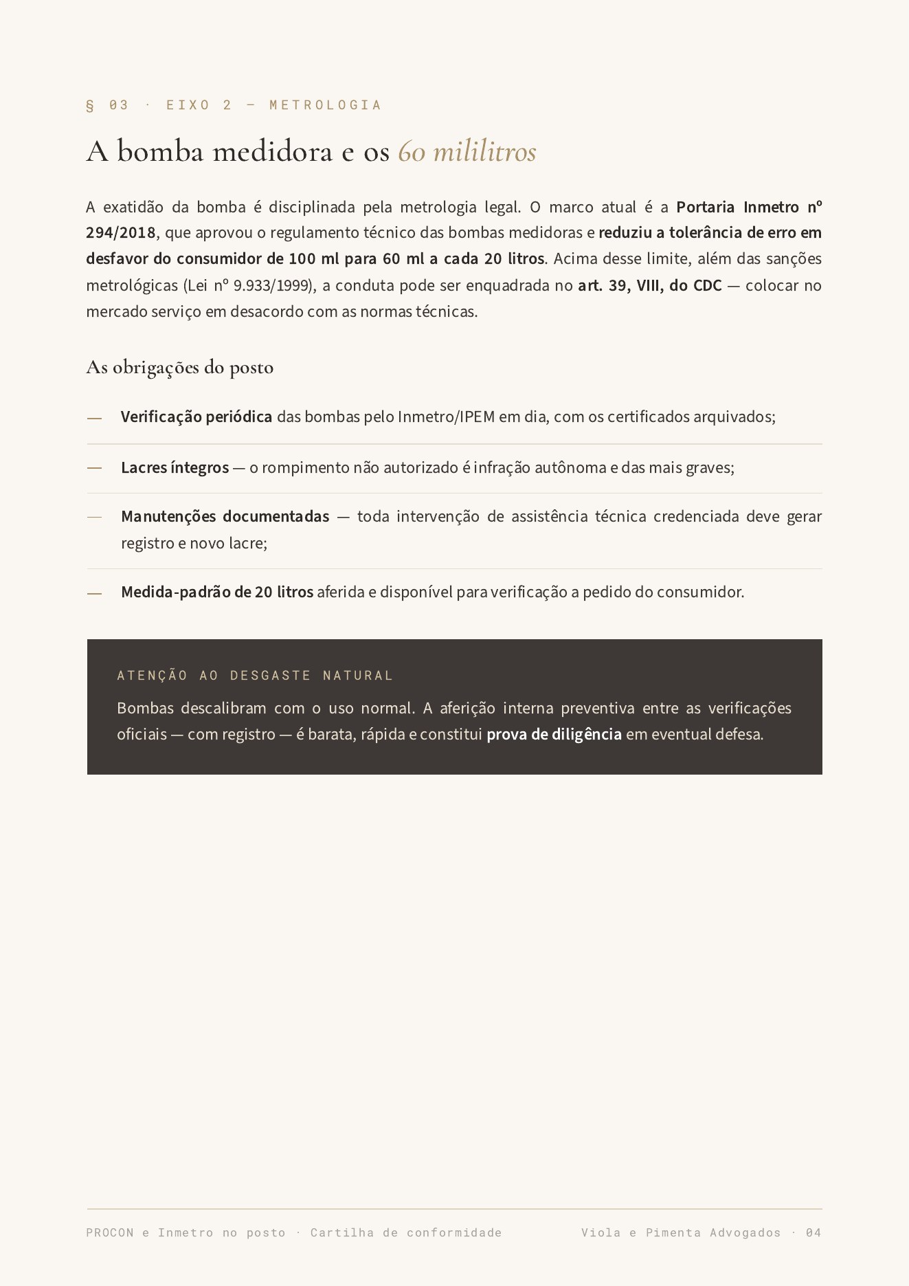 Página 4 da cartilha PROCON e Inmetro no posto: como evitar as multas mais comuns