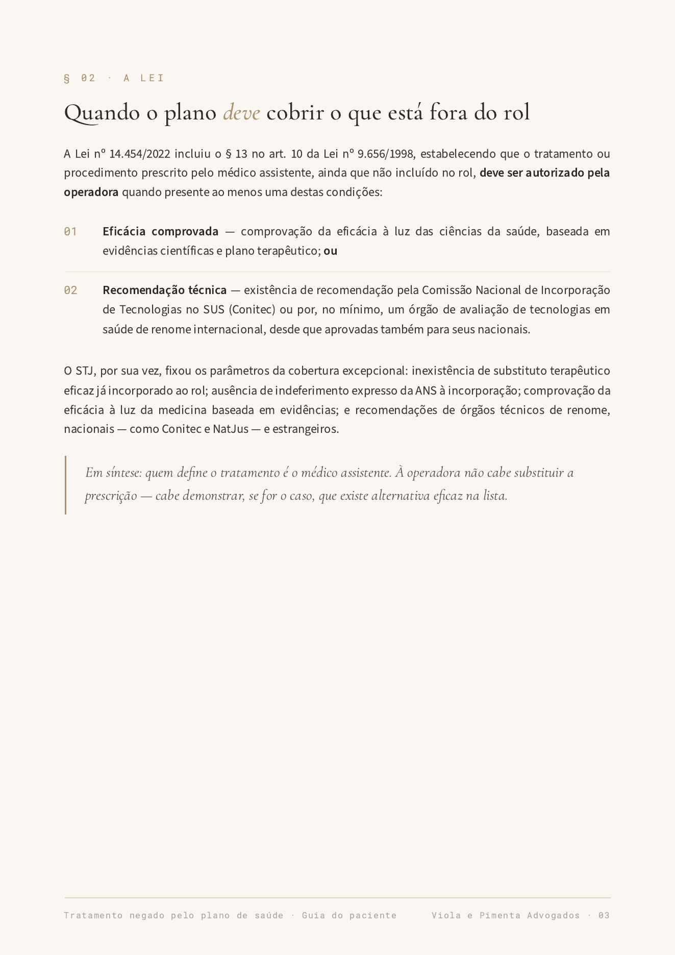 Página 3 da cartilha Tratamento negado pelo plano de saúde: o que fazer