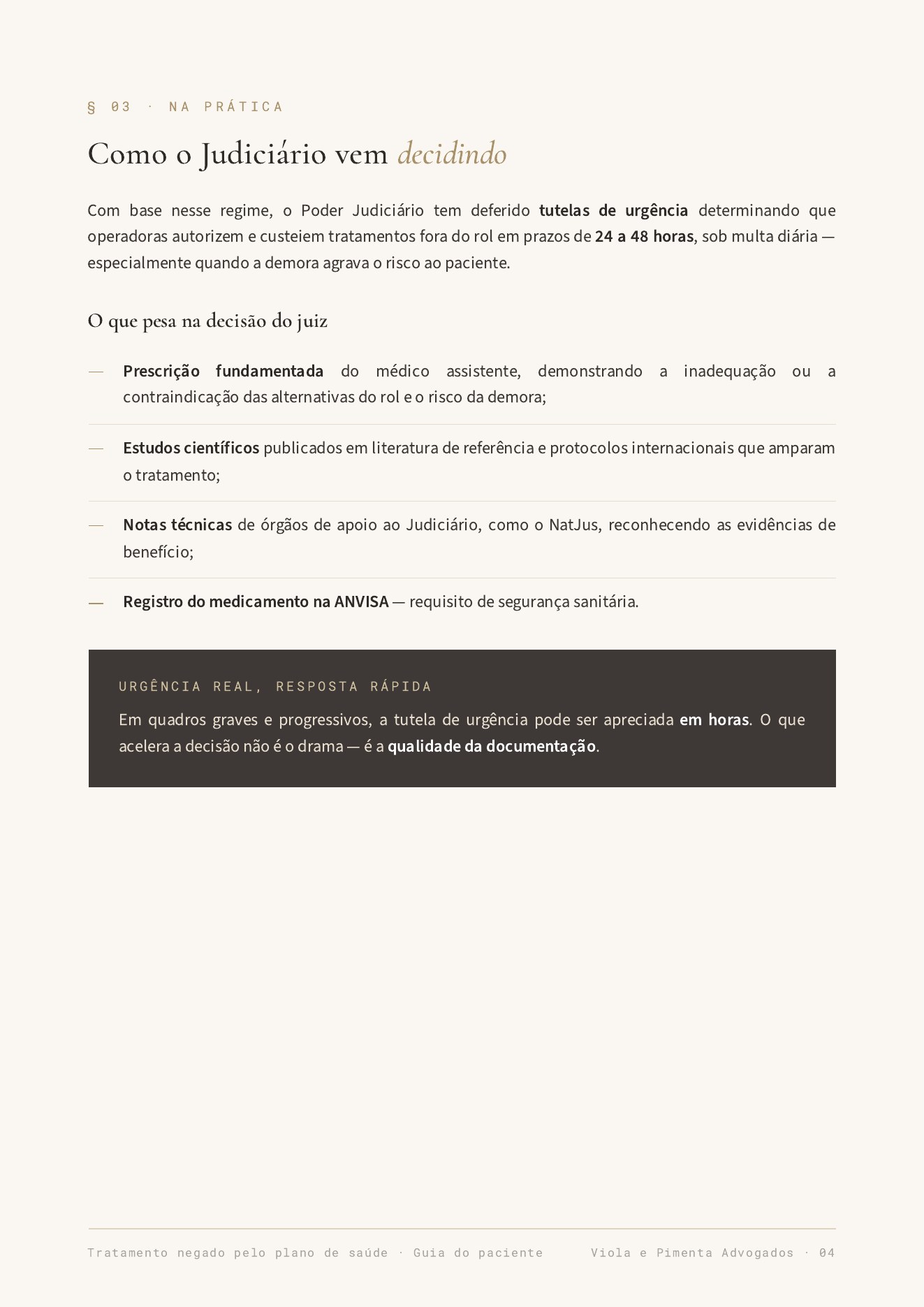 Página 4 da cartilha Tratamento negado pelo plano de saúde: o que fazer