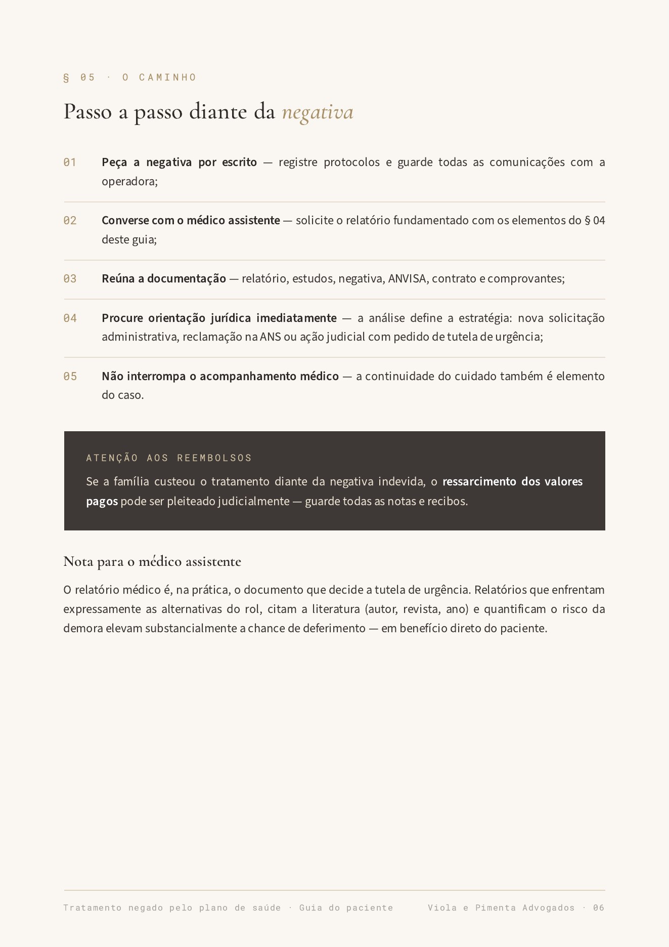 Página 6 da cartilha Tratamento negado pelo plano de saúde: o que fazer