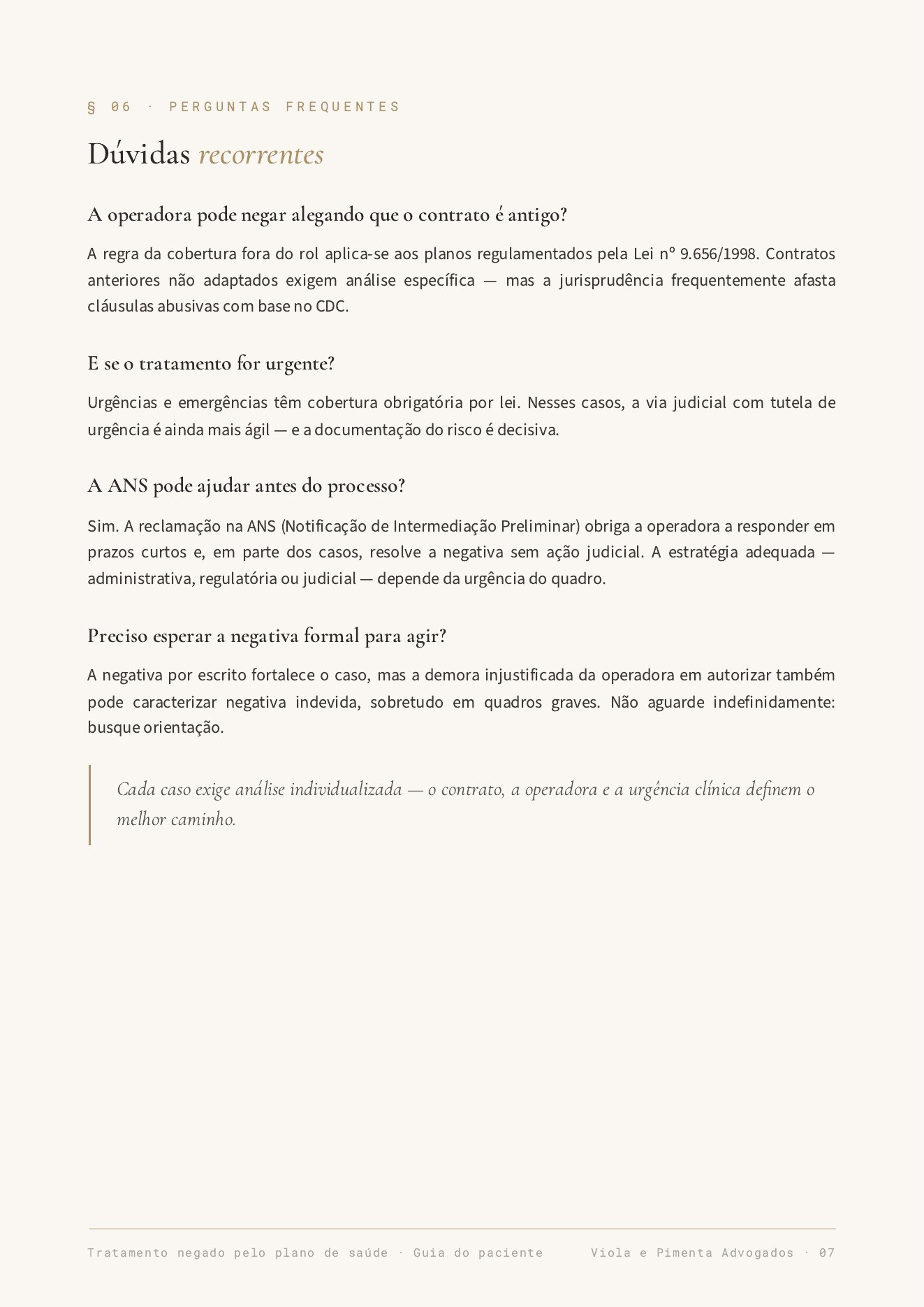 Página 7 da cartilha Tratamento negado pelo plano de saúde: o que fazer